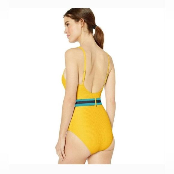 NEW Jessica Simpson One Piece Swimsuit Retro Vintage Style Yellow Daisy Large - Picture 3 of 7